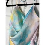 ZARA  Tie Dye Pastel Multi Color Satin Halter Cowl Ruched Slip Midi Dress Size XS Photo 5