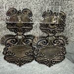 Vintage Black Silver Ornate Luggage Tag Articulated Earrings Scrollwork Design Photo 10
