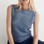 Madewell  Open Stitch Crochet Crop Sweater Vest Blue Medium Photo 0