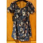 Hint of Blush Blue Floral Off-the-Shoulder Mini Dress Juniors Size Medium NEW Photo 3