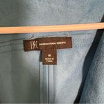 INC International Concepts Vegan Leather Draped Front Jacket Blue M Size M Photo 11