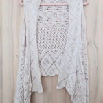 Mossimo Womens Crochet Duster Vest Size XXL Cream Boho Knit Cottage Coastal Photo 0