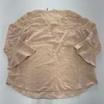 Rebecca Taylor  Blouse Womens Size 6 Pink Peach Silk Lace‎ Bell Sleeve Top Photo 2