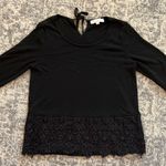 Loft  Women's Black Lace Hem Tie Back Sweater Photo 1