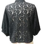 Cotton On Black Lace Puff Sleeve Button Front Blouse Photo 3