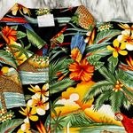 Surf Crush Tiki Vtg Sz S Hawaiian Print Zip Up Jacket CB Casual Macaw Tropical Red Photo 3
