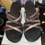 Skechers Sketchers Cali Luxe Foam Black and Silver Strappy Wedge Sandals NWT Photo 4