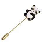 Panda Bear Brooch, Black, White, Gold Tone Black Photo 3