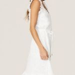 Polo Ralph Lauren Linen Ruffled Eyelet Midi Dress, White Size 4 New w/Tag $398 Photo 2