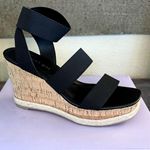 Steve Madden NEW  Madden Girl Wedge Sandals Black Cork Heel Open Toe Womens 8.5 Photo 1