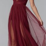 PromGirl Long Burgundy V-Neck Dress Photo 0