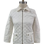 Ralph Lauren Polo Polyester Quilted Jacket Corduroy Collar Winter White Sz L Photo 0