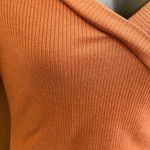 ASTR Rust Orange Ribbed 3/4 Sleeve Bodysuit Photo 3
