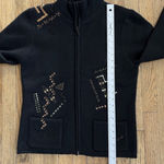 Chico's Beaded Embroidered 100% Wool Full Zip Jacket Womens 0 Sequin Embellished Photo 15