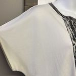 ZARA Asymmetrical Crewneck Short Sleeve Abstract Mix Material Hi/Low Blouse-Med Photo 5