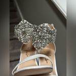 Lulus NEW  Dannah White Suede Rhinestone and Pearl High Heel Sandals Women’s 5.5 Photo 9