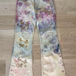 Q Point Jeans Flare Butterflies Tie Dye Size 10 Yellow Pink Blue Photo 0