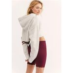 Free People Baldwin Graphic Cropped Hoodie Womens Medium Gray Cotton Sweatshirt Photo 2