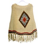 Coco + Carmen  Aztec Print Fringe Poncho Sweater One Size Photo 1