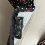 Vintage 90s Cherry Print Swiss Dot Black Wiggle Dress Large Size M Photo 9