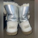 UGG  Bailey Button Short Silver Metallic Side Sparkle Button Fur-Lined Boots Photo 7