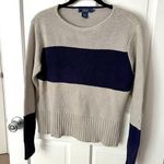 Rockport Women’s Cotton Crewneck Navy Gray Striped Sweater Size L Blue Size L Photo 0