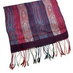 90s Vintage Purple & Pink Paisley Pashmina Scarf with Tassels Retro Bohemian Photo 1
