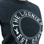 Gildan SMALL Women's Black Distressed The Loonies Crop Short Sleeve Tee Shirt Photo 2