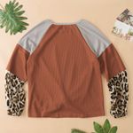 WAFFLE KNIT LEOPARD LONG SLEEVE BLOUSE TWIST KNOT Size undefined Photo 2