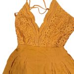 Lulus Mustard Yellow Lace Backless Romper Women's S Party Cocktail Photo 1
