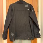 The Quacker Factory Women Vintage Black Denim Studded Embossed Butterfly Jacket Photo 2