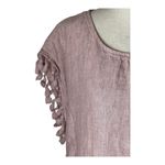 Antibes Blanc Dress Women Small Pink Linen Tassel Sleeve Shift Mini Lagenlook‎ Photo 3