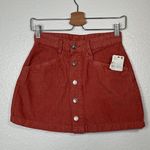Free People Ray corduroy orange button front mini skirt size 0 Photo 1