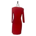 Ralph Lauren Lauren Bodycon Dress V-neck Shirred Jersey Knit Red Women’s Size 4 Photo 5