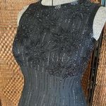 Size M//Vintage Black Beaded Silk Sleeveless Wedding Guest Dress Above the Knee Photo 1
