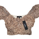 Lulus Fiercely In Love Leopard Print Tie-Front Lined Crop Top XS NWT Photo 0