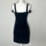 90s Vintage Velvet Feather Dress Black Size M Photo 3