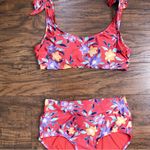 Modcloth • red floral swimsuit Clarice High-Waisted Bikini Bottom Tanya Crop Top Photo 3