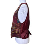 Brooks Brothers  Women’s Equestrian Maroon Vest 4 Button Rayon Medium VTG RARE Photo 3