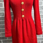 Vintage Toula Red Knit Sweater Dress with gold buttons .. BEAUTIFUL Size undefined Photo 4