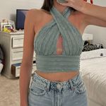 Princess Polly Teal Cross Top Photo 0