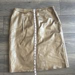 Margaret Godfrey Womens Gold Leather Skirt Size 12 Front Tie Raw Hem Lined EUC Photo 1
