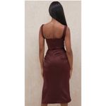 House Of CB Rhoda Off The Shoulder Corset Dress Wine Satin Photo 2