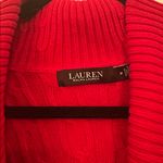 Ralph Lauren Lauren  Red Belted Cable Knit Cardigan size M EUC Photo 1