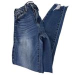 KanCan Dark Wash Skinny JEANS Women's 26 High Waisted Ripped Hem Distressed NWOT Blue Photo 4