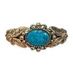 Vintage ART Arthur Pepper Silvertone Art Nouveau Turquoise Cuff Bracelet Silver Photo 0