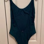 Aerie Sexy Smocked One Piece Swimsuit Dark Green Open Back Photo 3