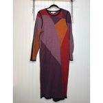 TOCCIN Women's Nora Colorblocked Midi Dress Abstract Multi Bodycon Size XL Purple Photo 2