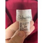 Style Works Women’s Size 14 Red Long Button Front Embroidered Dress Coat Jacket Photo 9