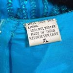 Laurence Kazar Vintage 80s Turquoise Sequin Shiny 100% Silk Dress Photo 3